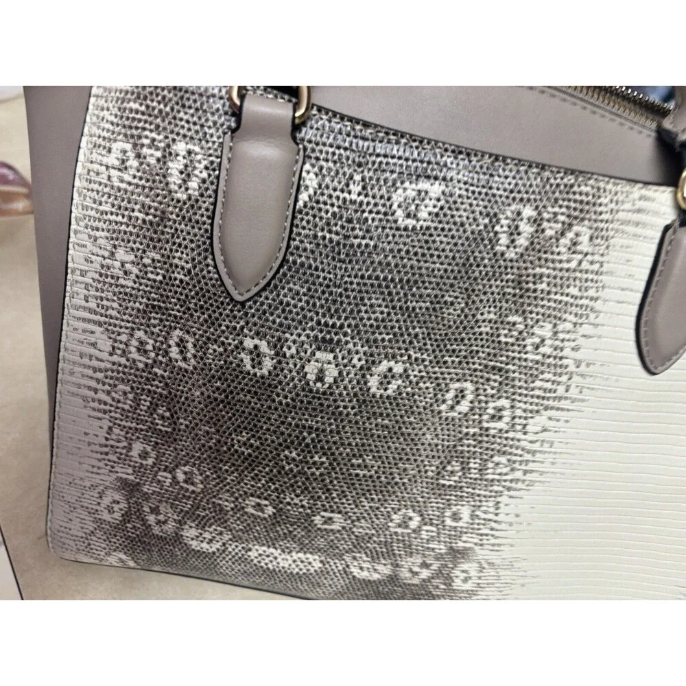 nine west paisley jet set satchel handbag (snakeskin & taupe)